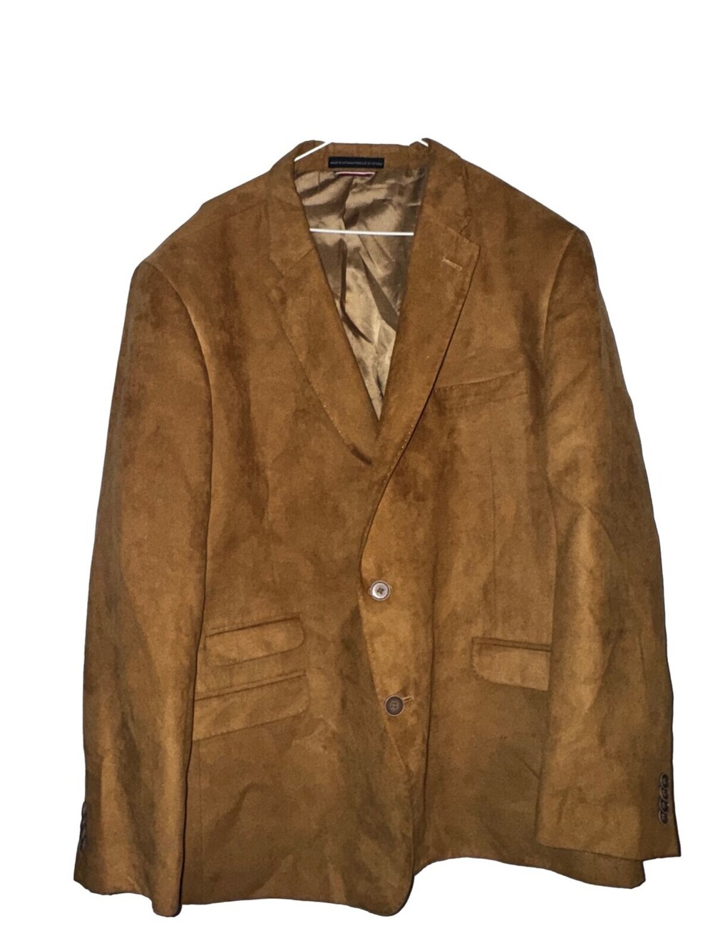 Tommy Hilfiger Men's Brown Faux Suede Blazer Sport Coat Jacket